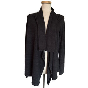 Splendid charcoal gray open front draped knit cardigan sweater swing jacket Lg